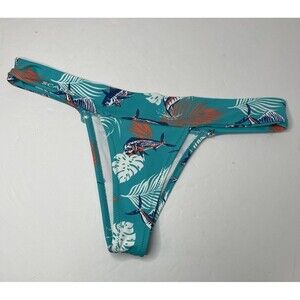 Scales Women's Medium Blue Cheeky Swim Bottoms Mahi Marlin Tropical Slam